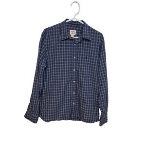Brooks Brothers Red Fleece Men's Classic Fit Button Blue Plaid Shirt Size Large